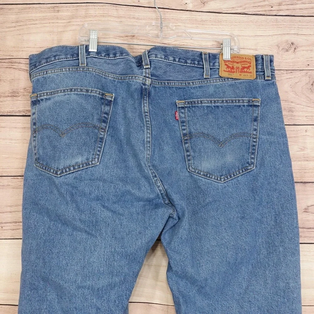 Levis 505 Jeans Mens 44x30 Blue Medium Wash Straight Zip Fly Regular Fit Denim